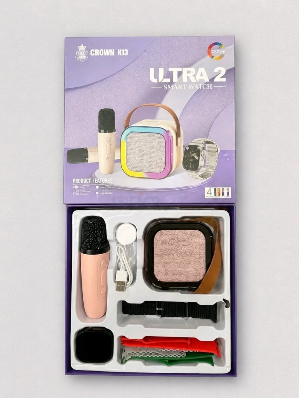 Crown K13 Ultra 2 Smart Watch & Mini Karaoke Bundle
